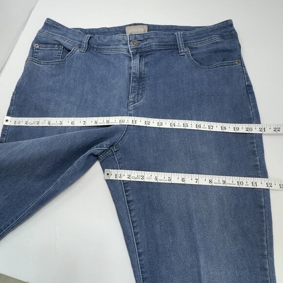 Chicos Straight Stretch Studded Jeans 2 (12) 36x29 Mid Rise/Wash Boho Girlfriend - Picture 7 of 9